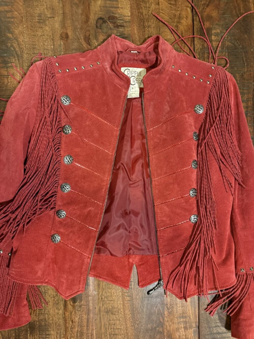 Cripple Creek Red Suede Fring Jacket Size XL - Picture 5 of 7